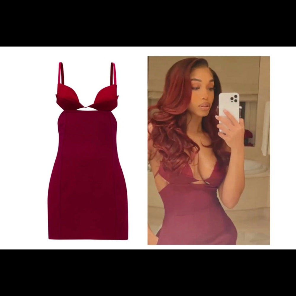 BNWT Nensi Dojaka Cutout-side Satin Mini Dress - Burgundy size L